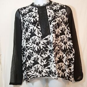 YYIGAL Blouse Womens XL Black Long Sleeve Jewel Neck Top